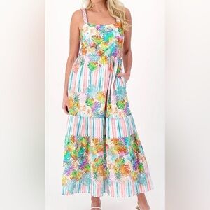 Like new! Destination 365 Printed Maxi Dress with Braided Straps-Green